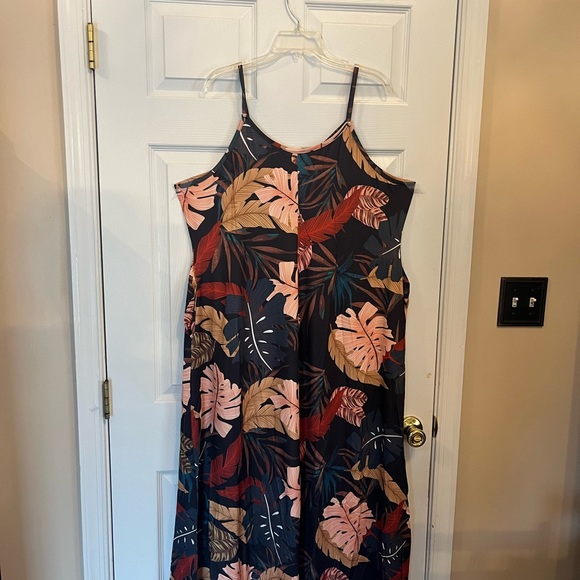 Women's Plus Size Tropical Leaf Print Slingback Pocket Holiday Summer Dress 22W - Picture 10 of 12